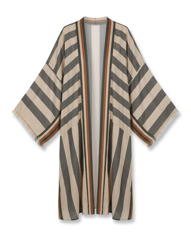 Free Spirit Striped Boho Kimono Hover Image
