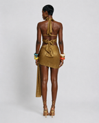 Golden Halter Cutout Swimsuit