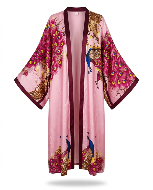 Divine Printed Silk Kimono Hover Image