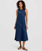 Women's Asymmetrical Denim Midi Dress