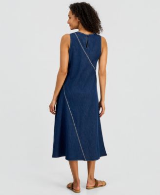 Women's Asymmetrical Denim Midi Dress