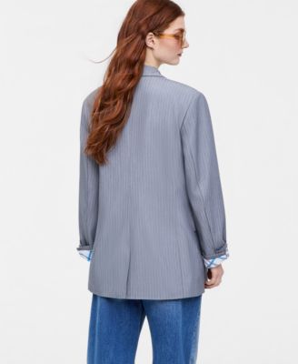Women's Flower Pin Pinstripe Blazer, Macy's Exclusive-Molly Rogers Capsule Collection