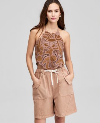 And Now This Women's Faux Suede Halter Top