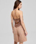 And Now This Women's Faux Suede Halter Top