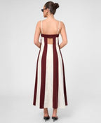 RACHEL Rachel Roy Women's Eleni Linen Stripe Square Neck Maxi Dress