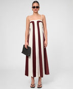RACHEL Rachel Roy Women's Eleni Linen Stripe Square Neck Maxi Dress