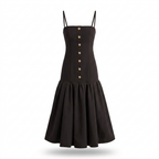Briella Black Bandeau Midi Dress With Gold-Button Detailing