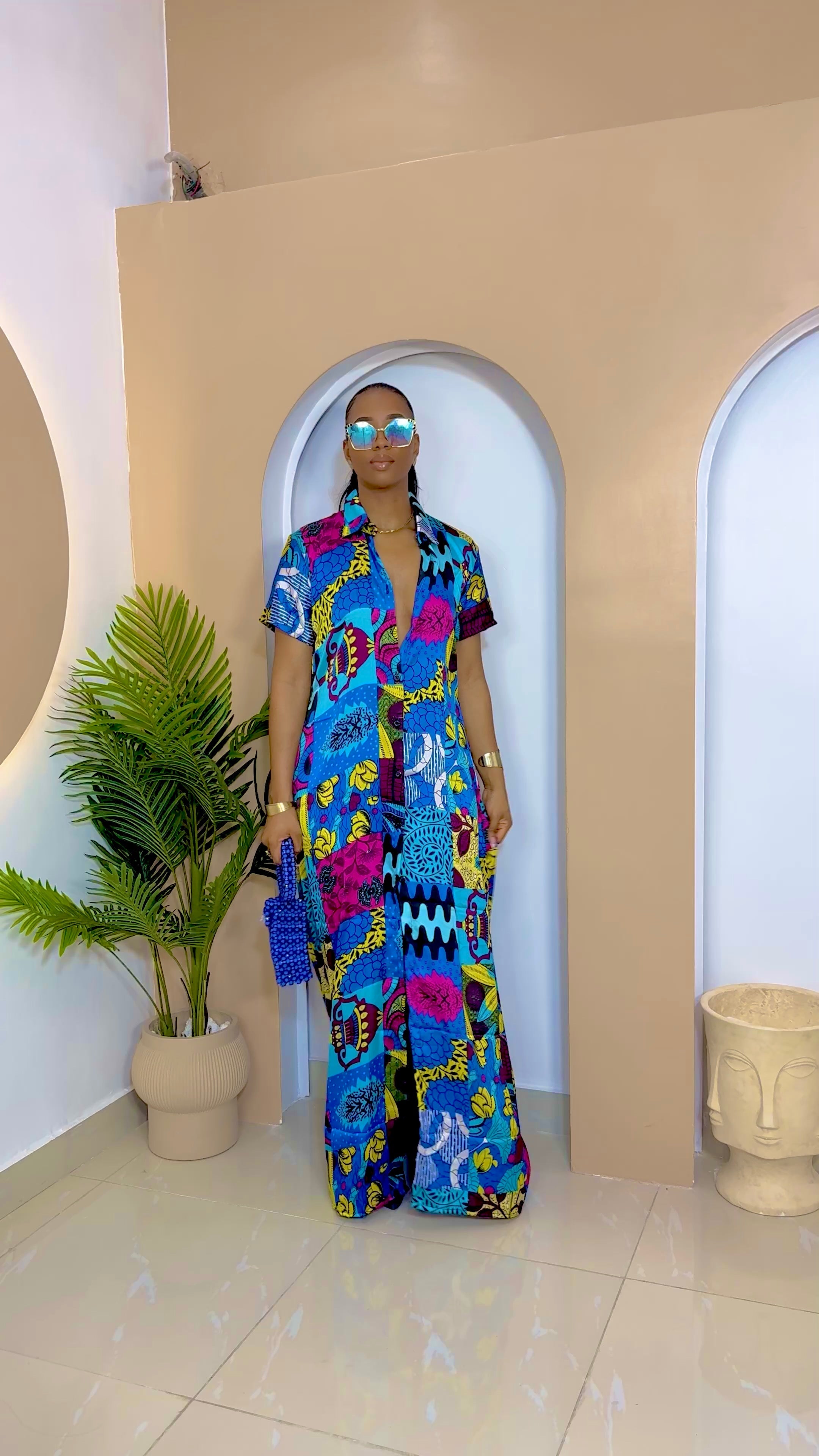 Divine Multi-Color Ankara Kaftan Dress