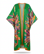 Vibrant Feather Print Kimono