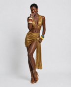Golden Halter Cutout Swimsuit