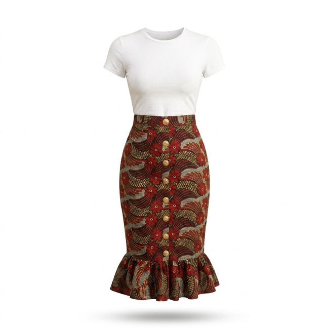 Ilela Ankara Cotton Skirt - Elegant & Chic Hover Image
