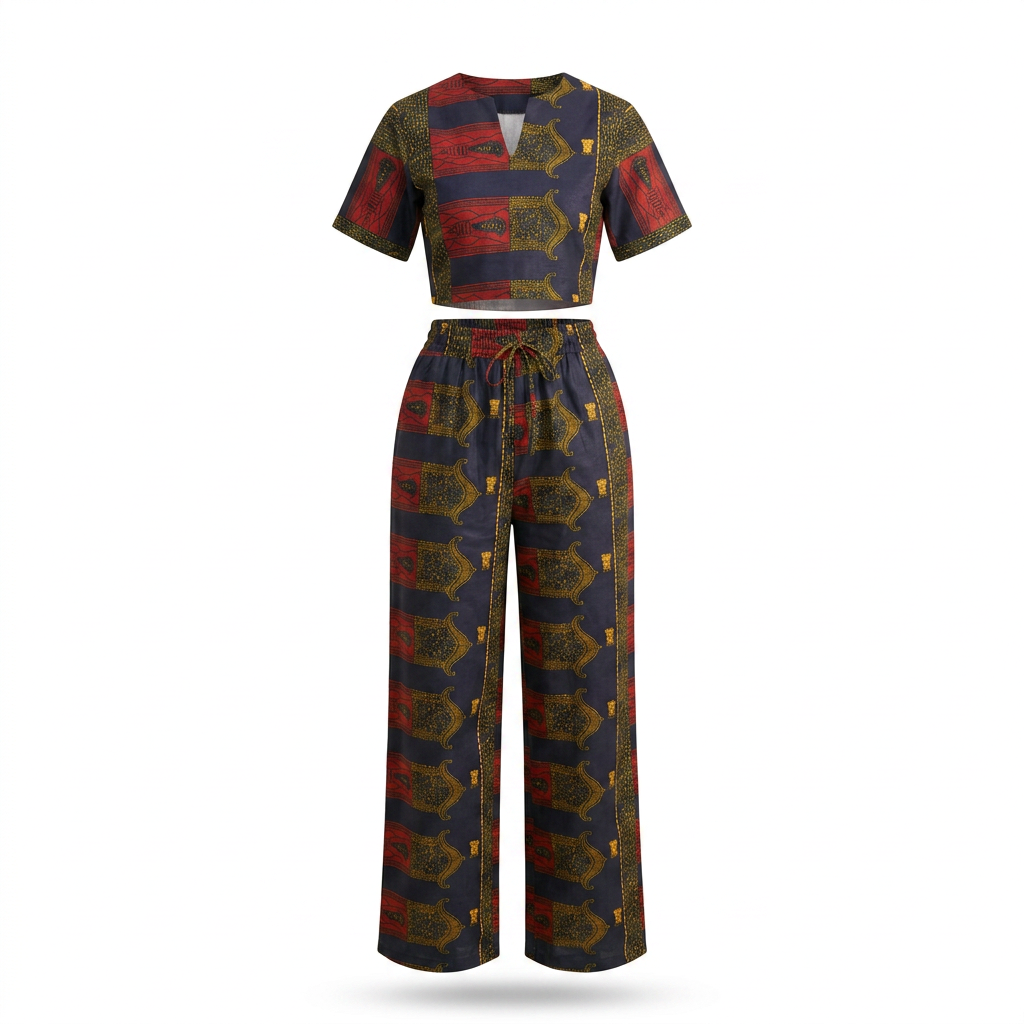 Ndemgbu Ankara Cotton Relaxed Palazzo Set - Elevated Comfort