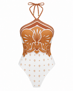 Audacious Floral Halter One-Piece Swimsuit