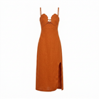 Terra Cotta 3d Shells Sleeveless Midi Dress