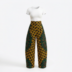 Uwa Ankara Cotton High-Waist Wide-Leg Trousers