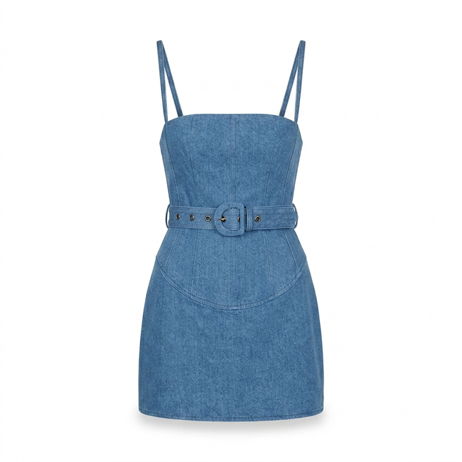 Mabel Denim Mini Dress Hover Image