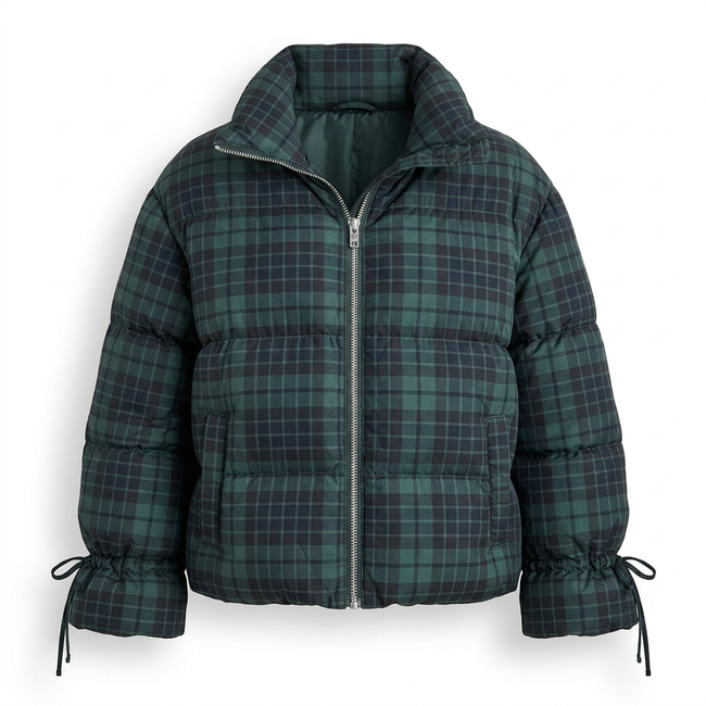 Plaid Puffer Jacket Hover Image