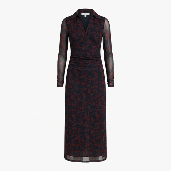 Long Sleeve Polo Midi Dress Hover Image