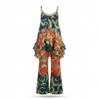 Opi Ankara Faux Silk Tiered Camisole & Wide-Leg Trouser Set