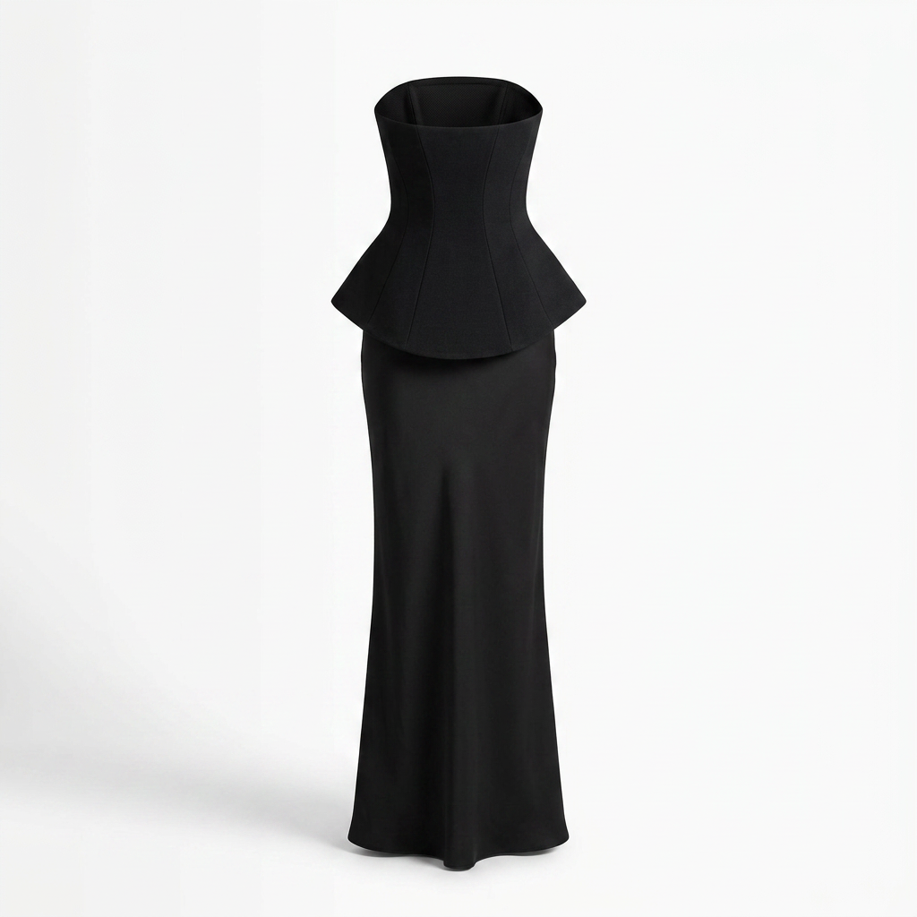 Ohio Black Strapless Corset Maxi Dress
