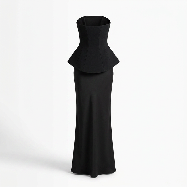 Ohio Black Strapless Corset Maxi Dress Hover Image