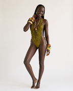 Daring Printed Deep-V One-Piece Swimsuit