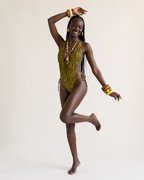Daring Printed Deep-V One-Piece Swimsuit