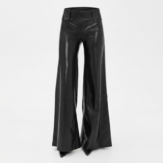 Olivia Vegan Leather Wide Leg Flare Pants Hover Image