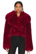 Adrienne Landau Faux Fur Jacket in Red