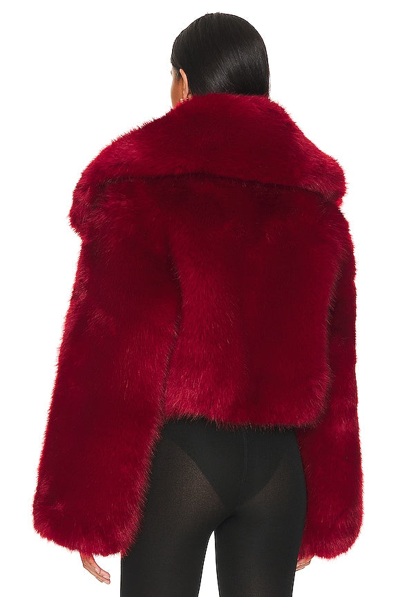 Adrienne Landau Faux Fur Jacket in Red