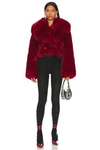 Adrienne Landau Faux Fur Jacket in Red