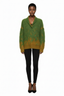 AKNOTIC Party Loose Drop Shoulder V-Neck Red And Green Sweater