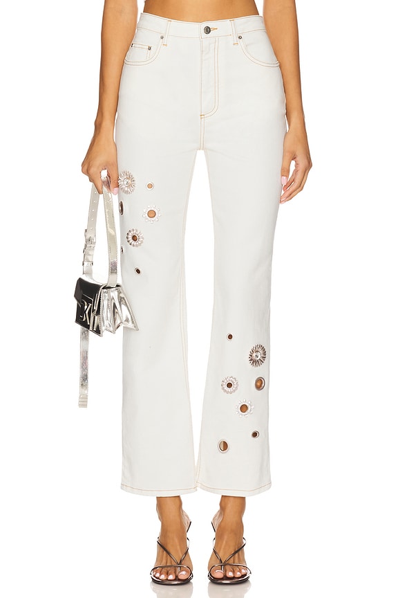 Crystal Grommet Straight Leg Jean Main Image