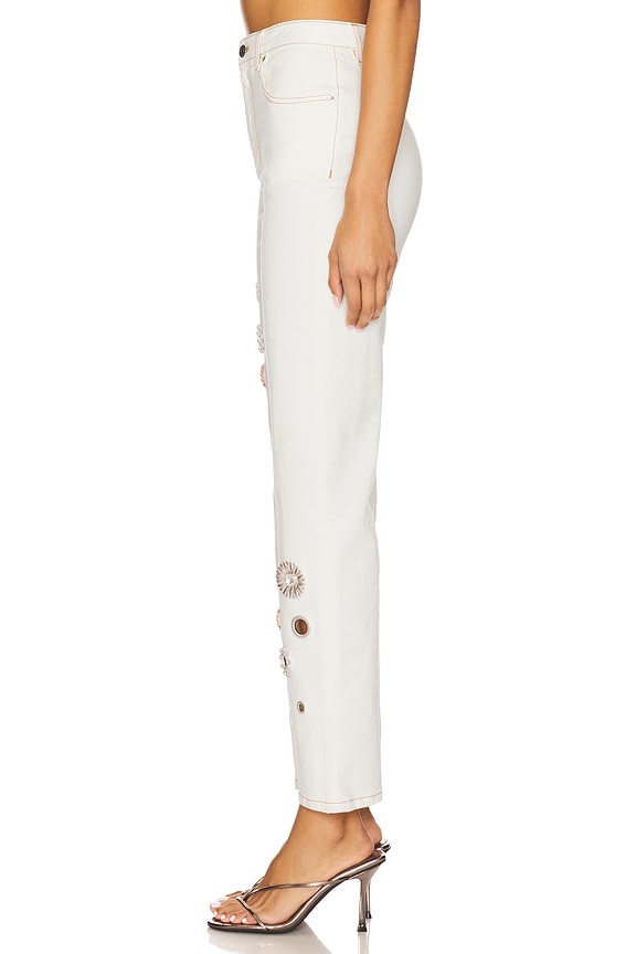 Crystal Grommet Straight Leg Jean