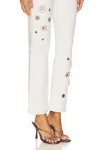 Crystal Grommet Straight Leg Jean