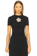 Crystal Flower Cropped T-Shirt