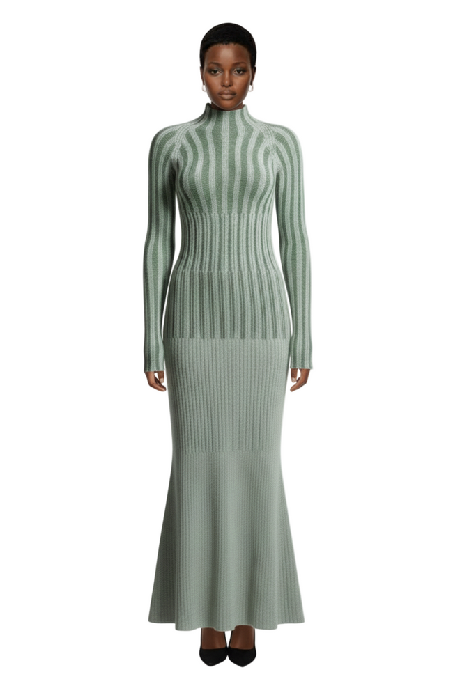 Aalyst Women's Autumn/Winter New High Neck Fitted Elegant Dress Hover Image