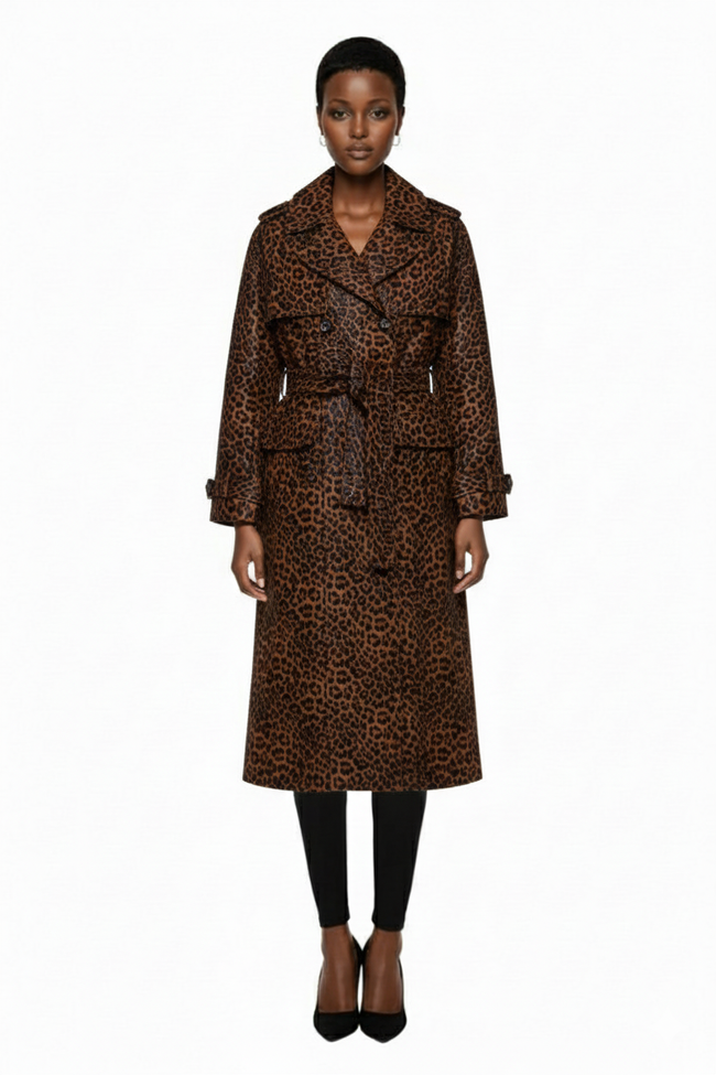 Albina Faux Leather Trench Coat Hover Image