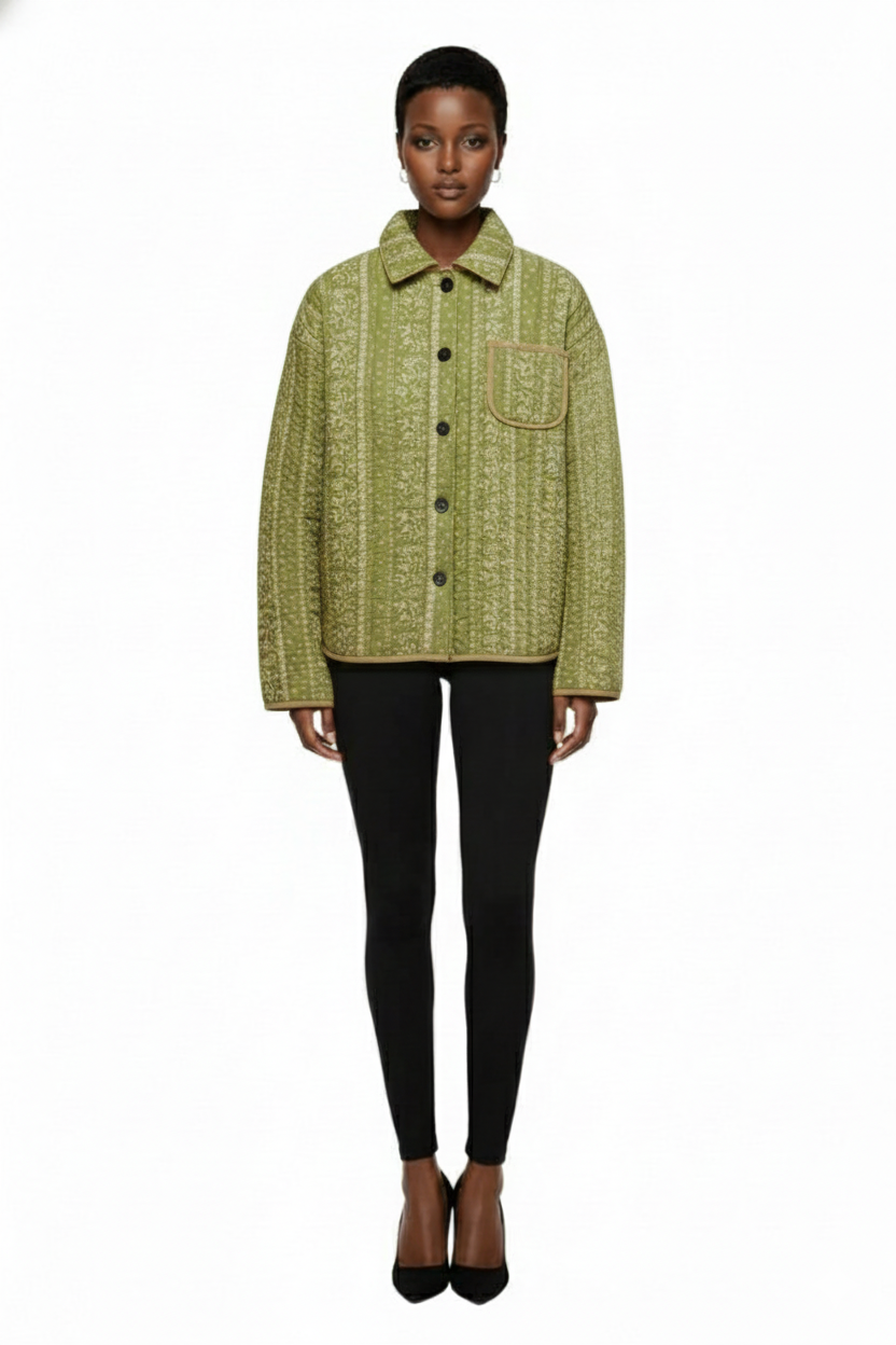 Alexie Print Boxy Quilted Jacket