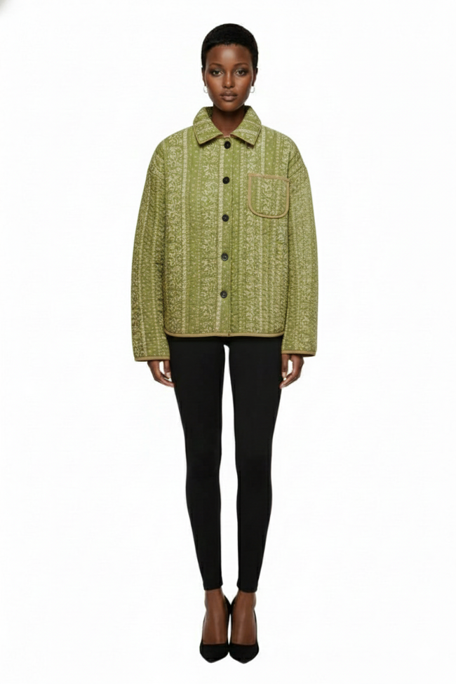 Alexie Print Boxy Quilted Jacket Hover Image