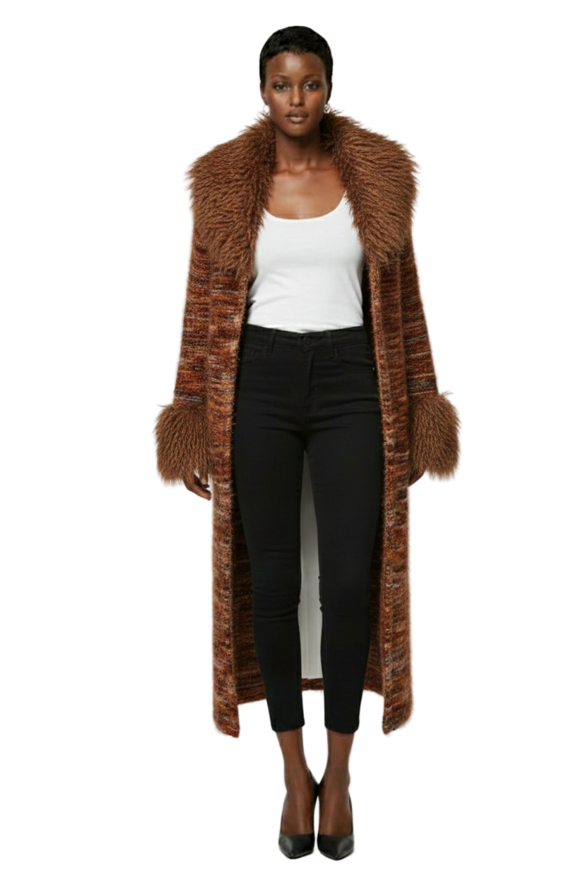 Aloruh Women's Long Cardigan, Colorful Striped Bohemian Style Outerwear