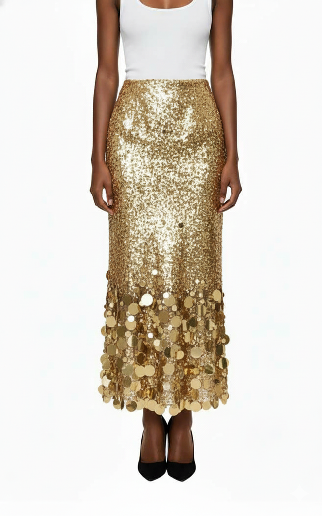 Anewsta Women's Elegant Beaded Embellished Skirt Hover Image