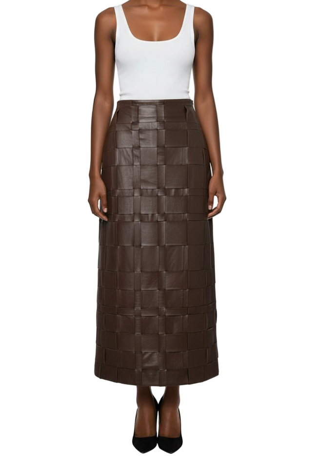 Autumn/Winter PU Braided Street Style Skirt Hover Image