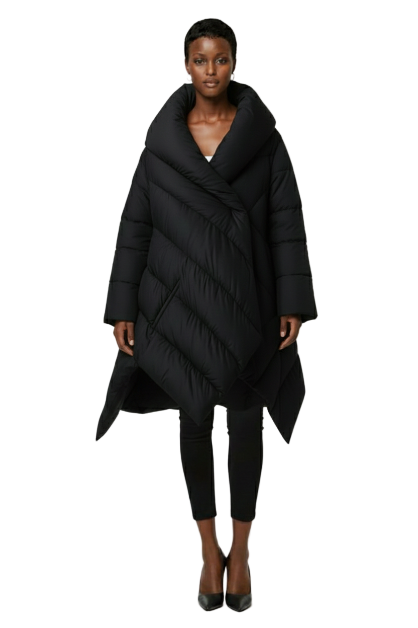 Asymmetrical Hooded Puffer Coat