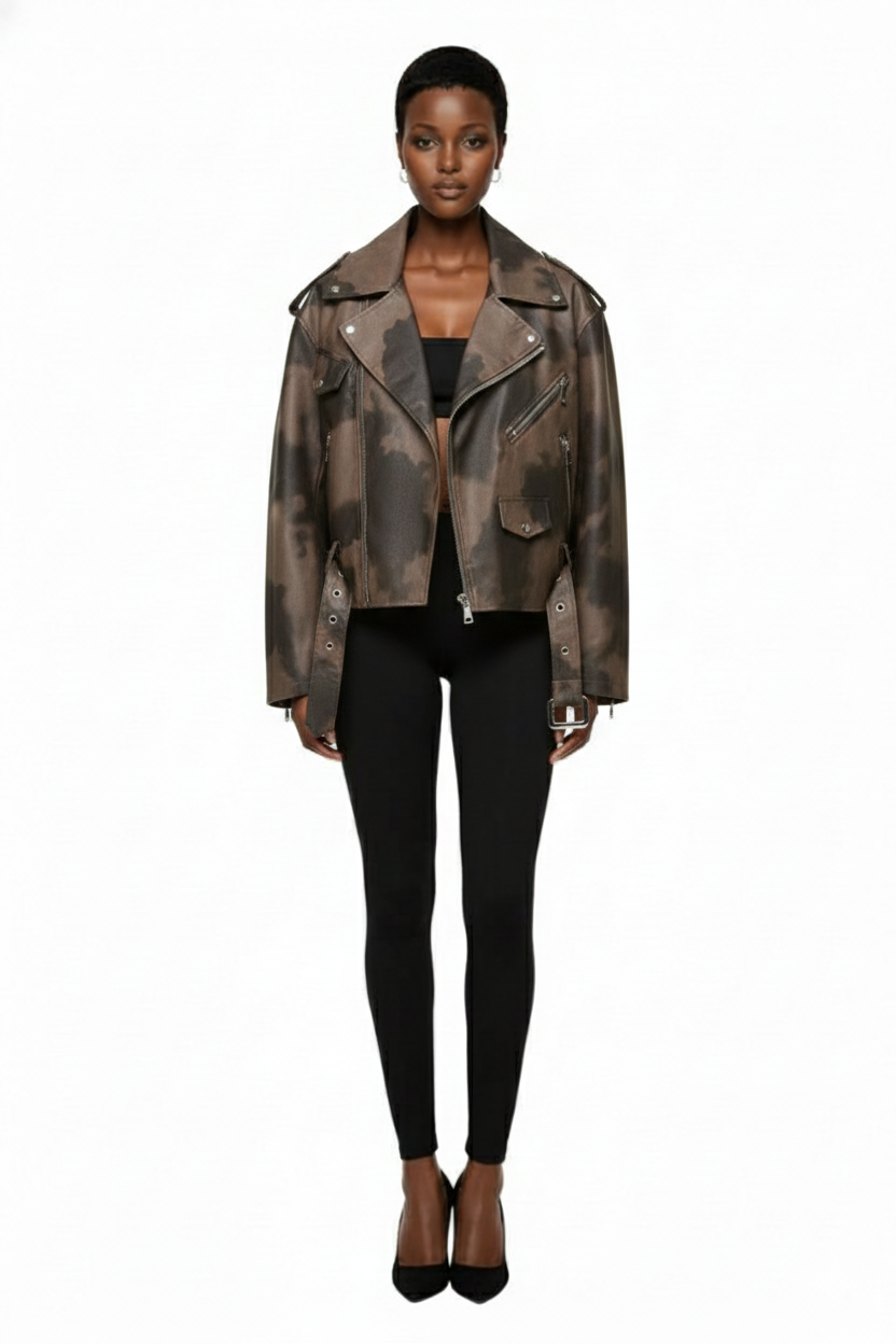 Aveloria Affinna Retro Style New Vintage Brown Motorcycle Jacket