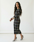 Vibrant Plaid Pleated Maxi Dress