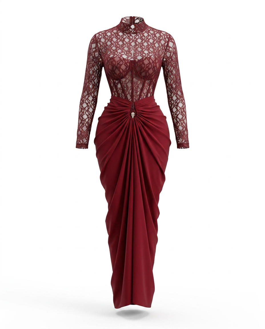 Divine Sheer Ruched Maxi Set