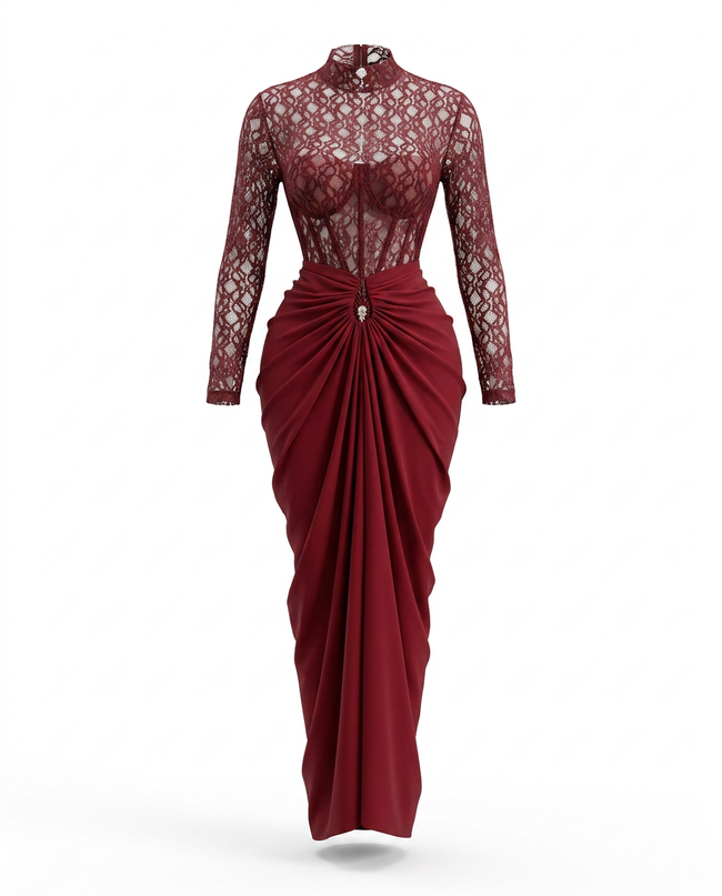 Divine Sheer Ruched Maxi Set Hover Image