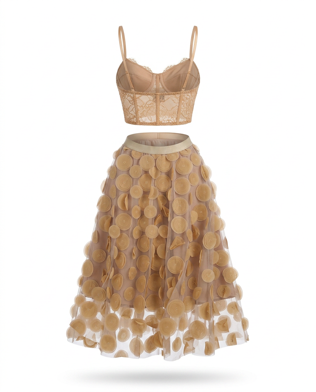 Radiant Meshed Polka Dot Two-Piece Set Hover Image