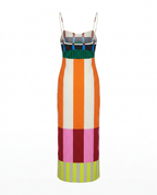 Vibrant Striped Bodycon Maxi Dress